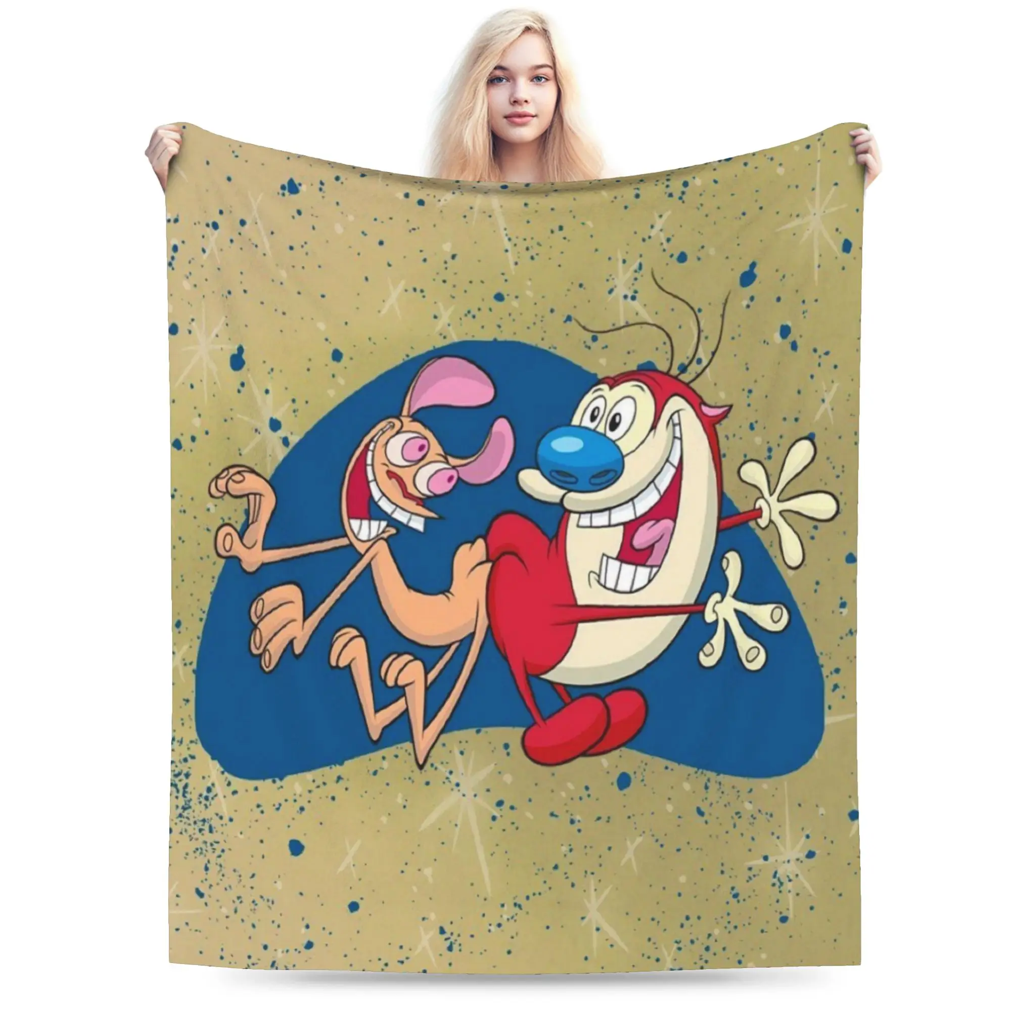 Funny  Duo Rucksack Ren & Stimpy  Blankets Soft Fleece  Relax Throw Blankets Machine Washable