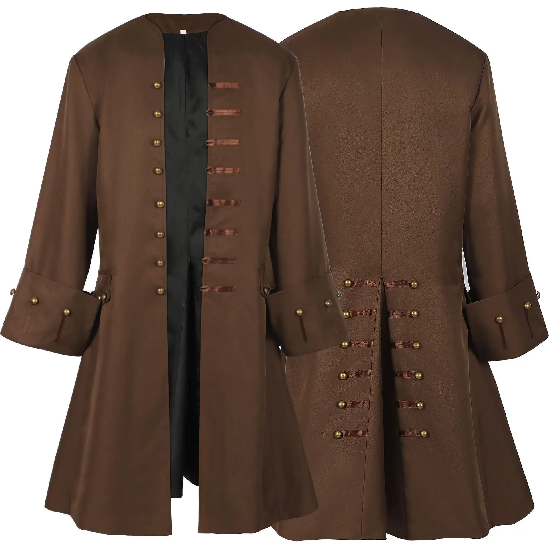 

Мужская средневековая пиратская куртка в стиле стимпанк, пальто для взрослых, костюм для ролевых игр на Хэллоуин