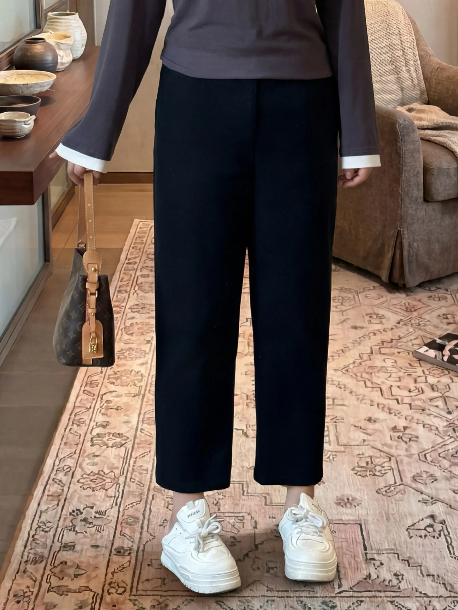 

Женские повседневные брюки с высокой талией больших размеров, прямые джинсы, новинка весеннего сезона, для фигуры типа «груша», стройнящие, удобные для поездок на работу