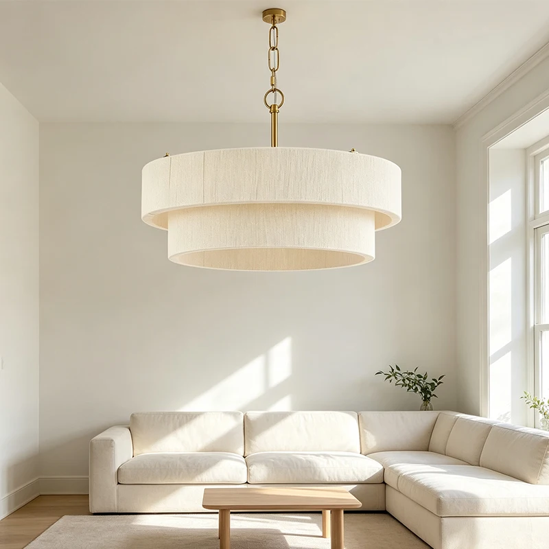 Rural Pendant Light Hemp Rope Double Layer Hanging Lamp Adjustable Height Chandelier Hotel Kitchen Island Dining Living Room