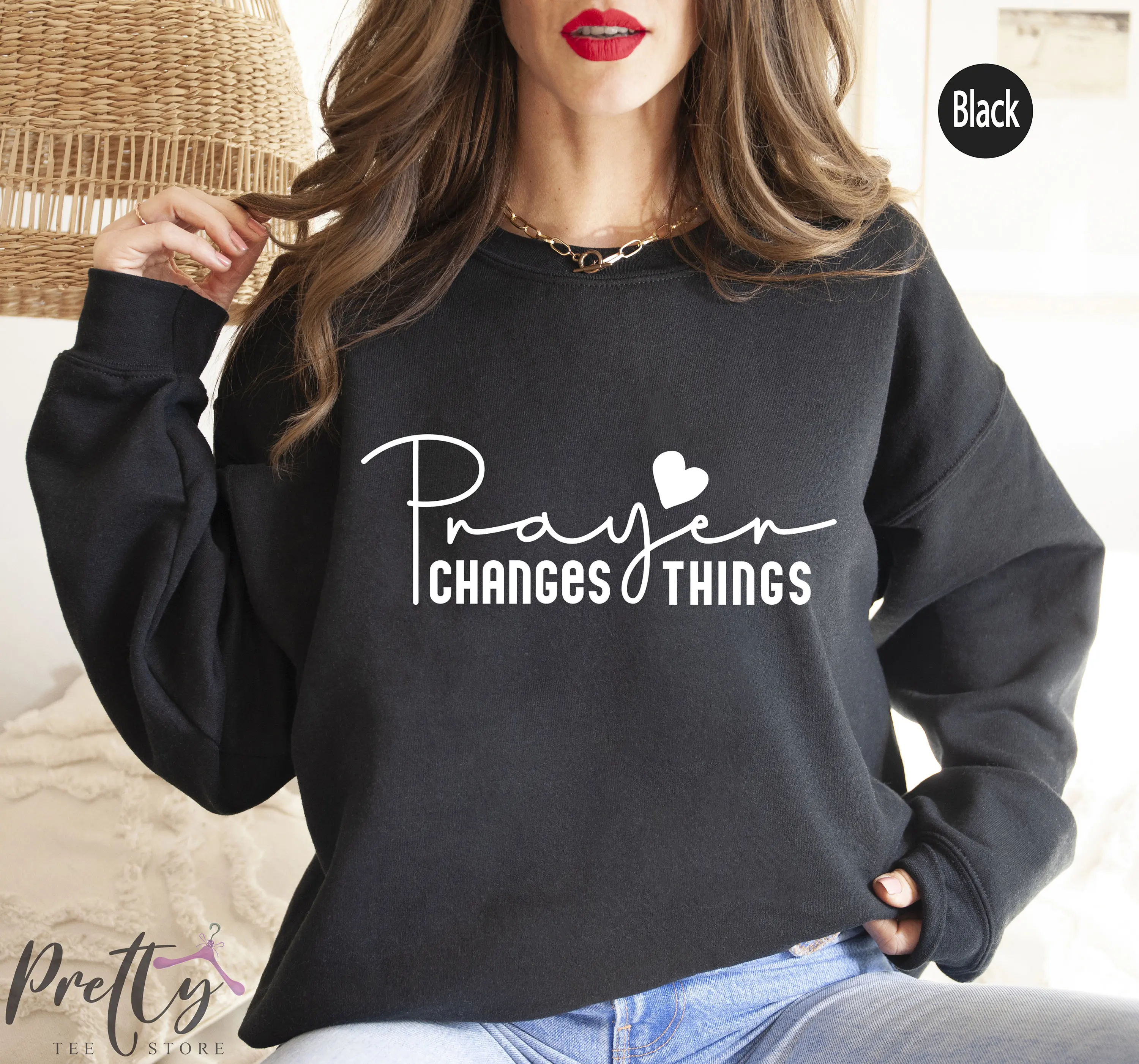 Prayer Changes Things Love Slogan Women Sweatshirt Hot Sale Popular Simpleness Romance Valentine's Day Couple Female Tops