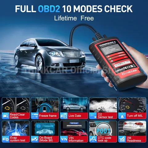 THINKCAR Thinkdiag 2 Полная система диагностического инструмента Поддержка CAN FD ECU Кодирование Двунаправленный сканер OBD2 16 Сервис 1 год бесплатно