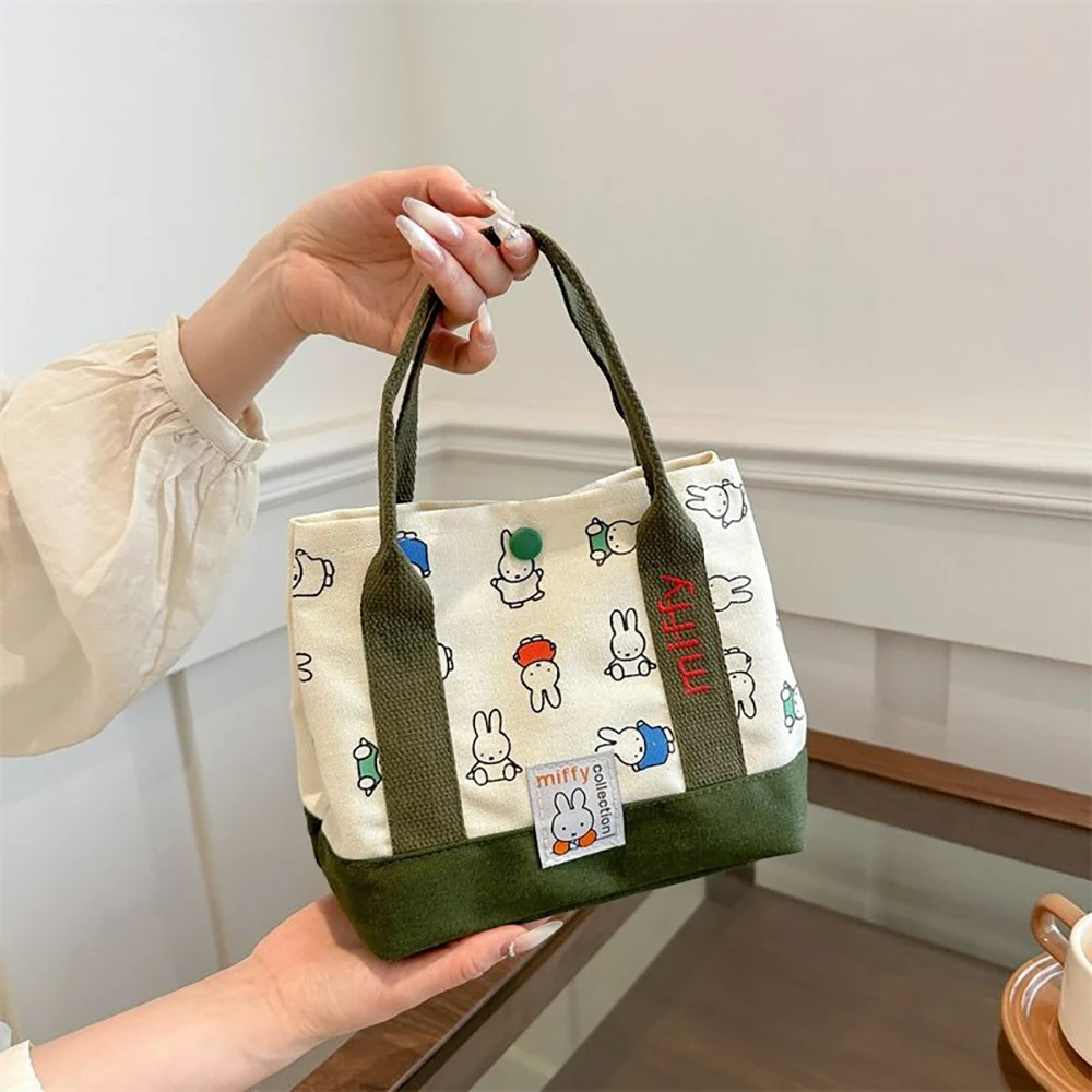 Miffy Kawaii Cartoon Rabbit Canvas Embroidery Handbag Bento Multifunctional Storage Bag Girl Gift Fashion Cute - view 3