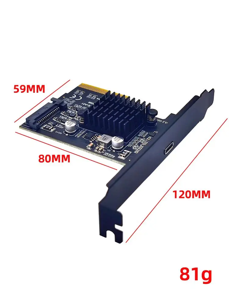 USB 3.2 Adapter GEN2*2 20Gbps  PCI Express 3.0 X4 to TYPE C Expansion USB C Riser SATA Power 1 Port TYPE-C for PC