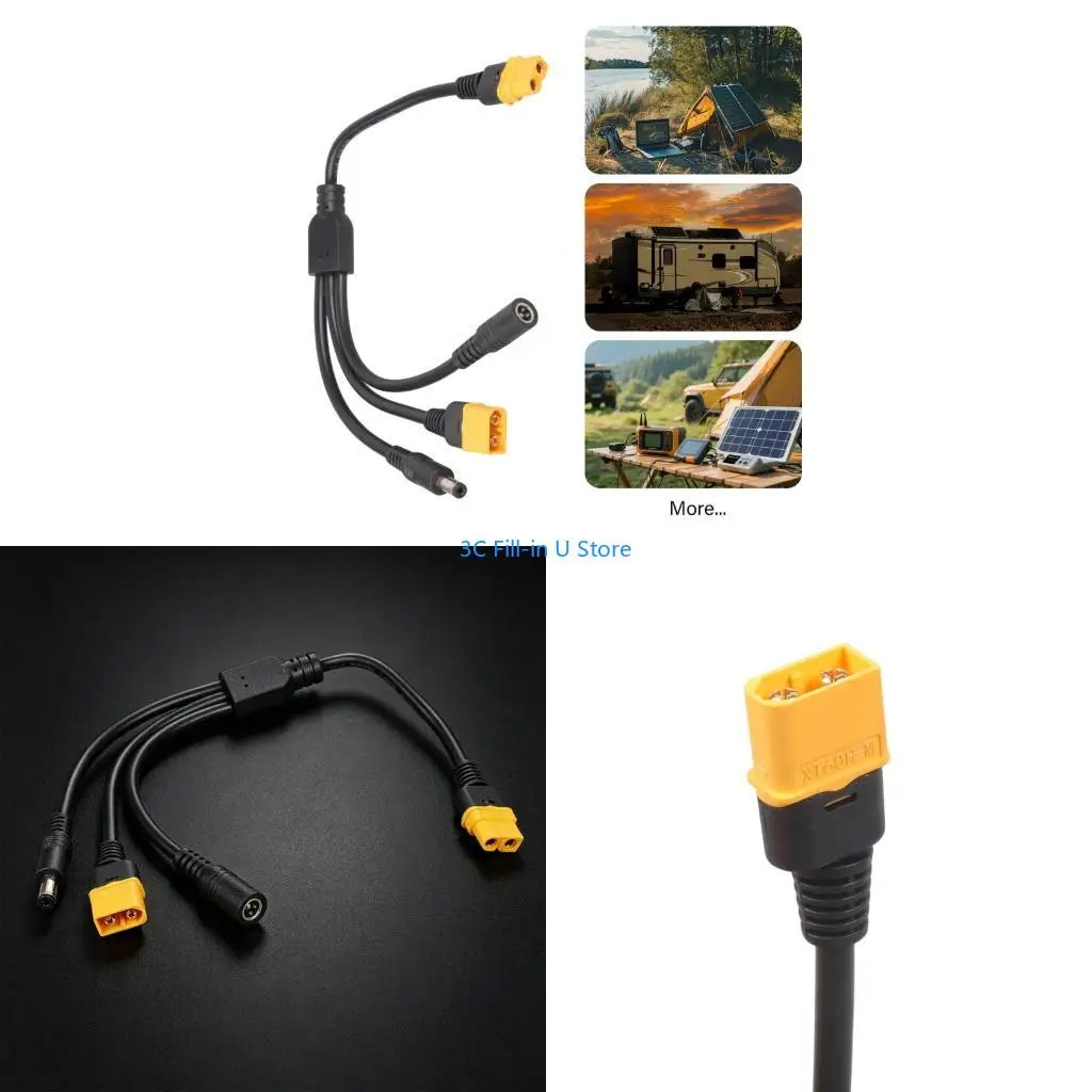 G8TA High Current 5A XT60 To XT60 Adapter Cable With 5.5x2.1mm Interfaces For Renewable System And Miniature Plane