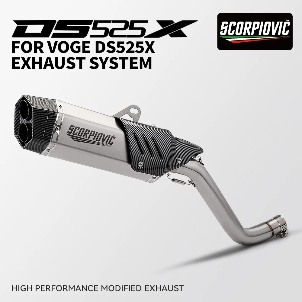 Slip On For VOGE DS525X DS 525X 2023 2024 Motorcycle Exhaust System Escape Middle Link Pipe Connecting 51mm Muffler