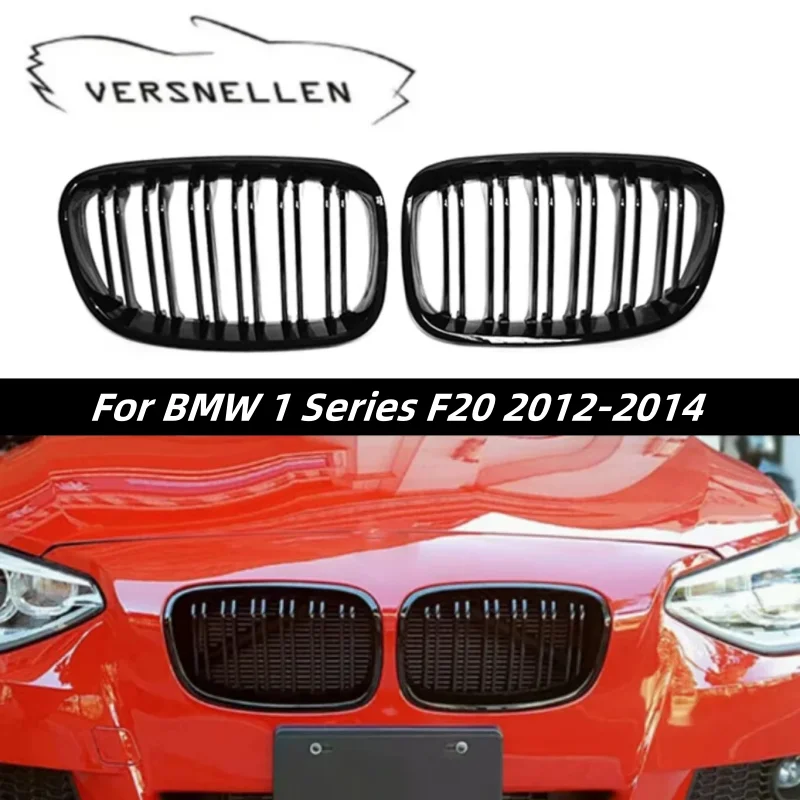 

2pcs Car Front Hood Racing Grill For BMW 1 Series F20 2012 2013 2014 Car Styling Kidney Bumper Grille ABS Glossy Black & M Color