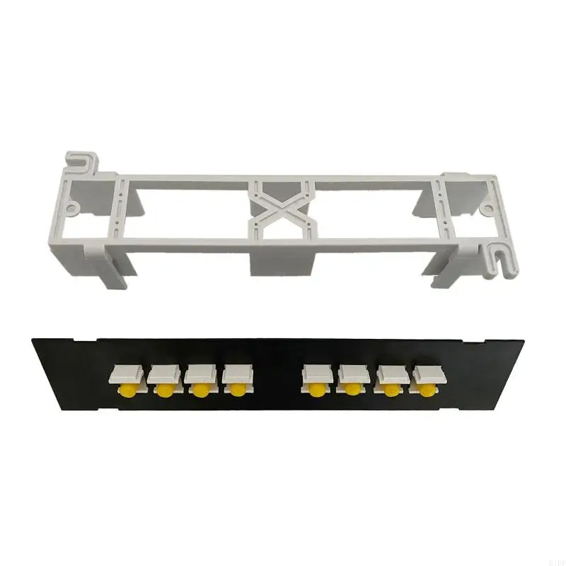 E1PF 8-Port Blank Patch Panel Rack for ST Optical Fiber Wall Mount Ethernet Cable Bar Keystone RJ45 Coupler Module