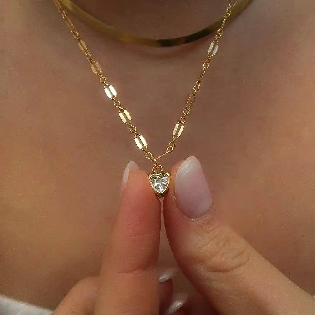 Heart Necklace 14k Gold Filled Dainty Zircon Necklace Tarnish Resistant Jewelry Minimalist Gifts for women