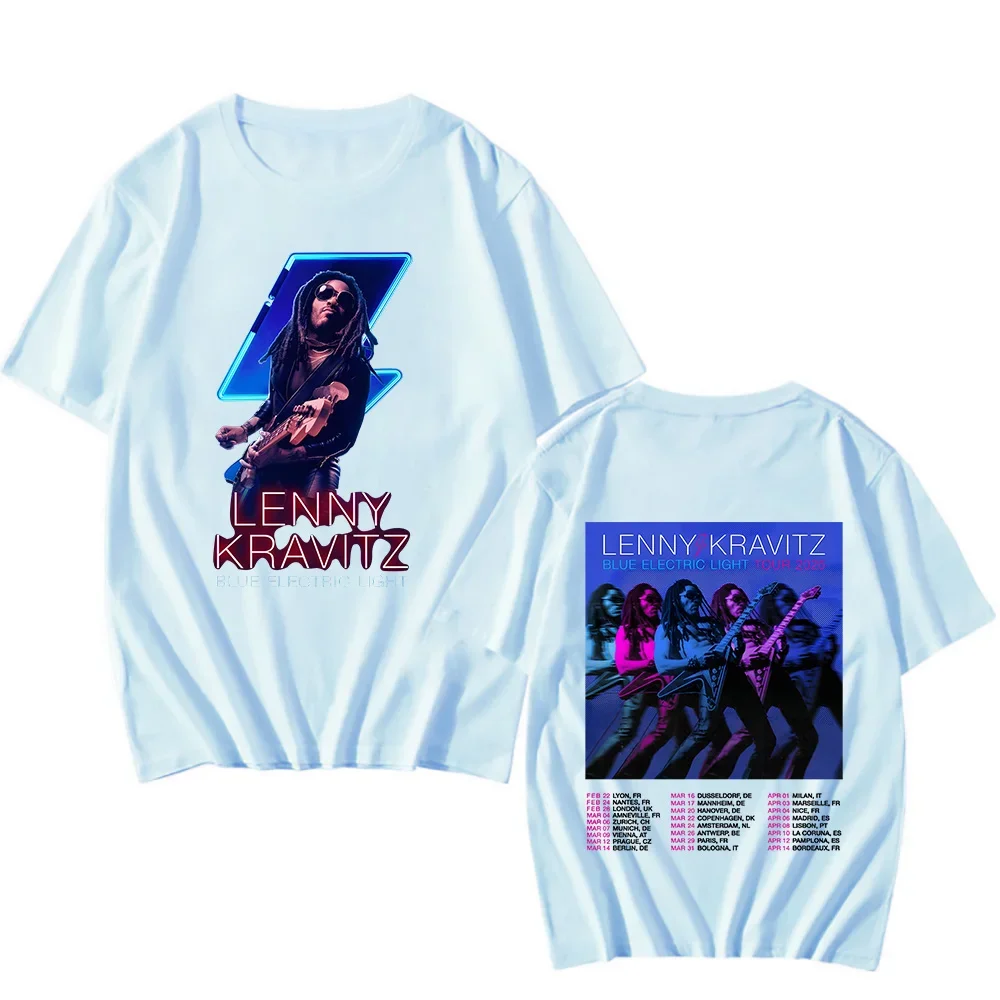 Lenny Kravitz Blue Electric Light Tour Tshirts Fan Gifts Classic Cotton Tops Women Men New Pattern T-shirts Crewneck Casual Tees image 2