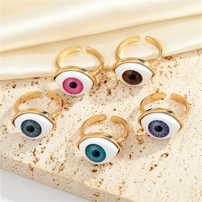 

Fashion Funny Devil Eye Rings for Men Women Opening Adjustable Punk Finger Rings Hip Hop Jewelry Accessories Gifts