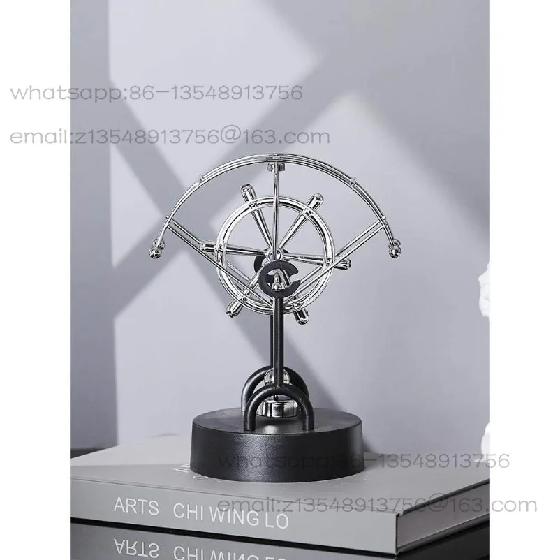 Chaos ornament perpetual machine instrument Newton pendulum billiard ball rocker Small handicraft office view 5