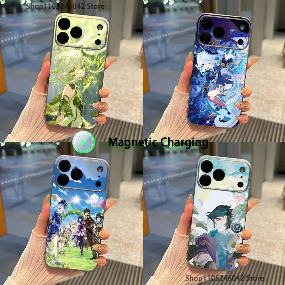 

Anime G-Genshin Impact For iPhone 17,16,15,14,13,12,Pro,Max,Plus,Mini,SE Transparent gray Phone Case Magnetic Wireless Charging