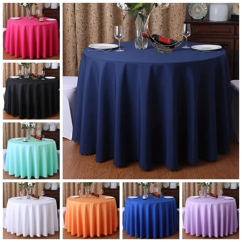 Couverture de Table de Mariage Ronde en Polyester, Décoration de Banquet, Hôtel, Spectacle, ixd\'Anniversaire, Couleur Unie, Durable