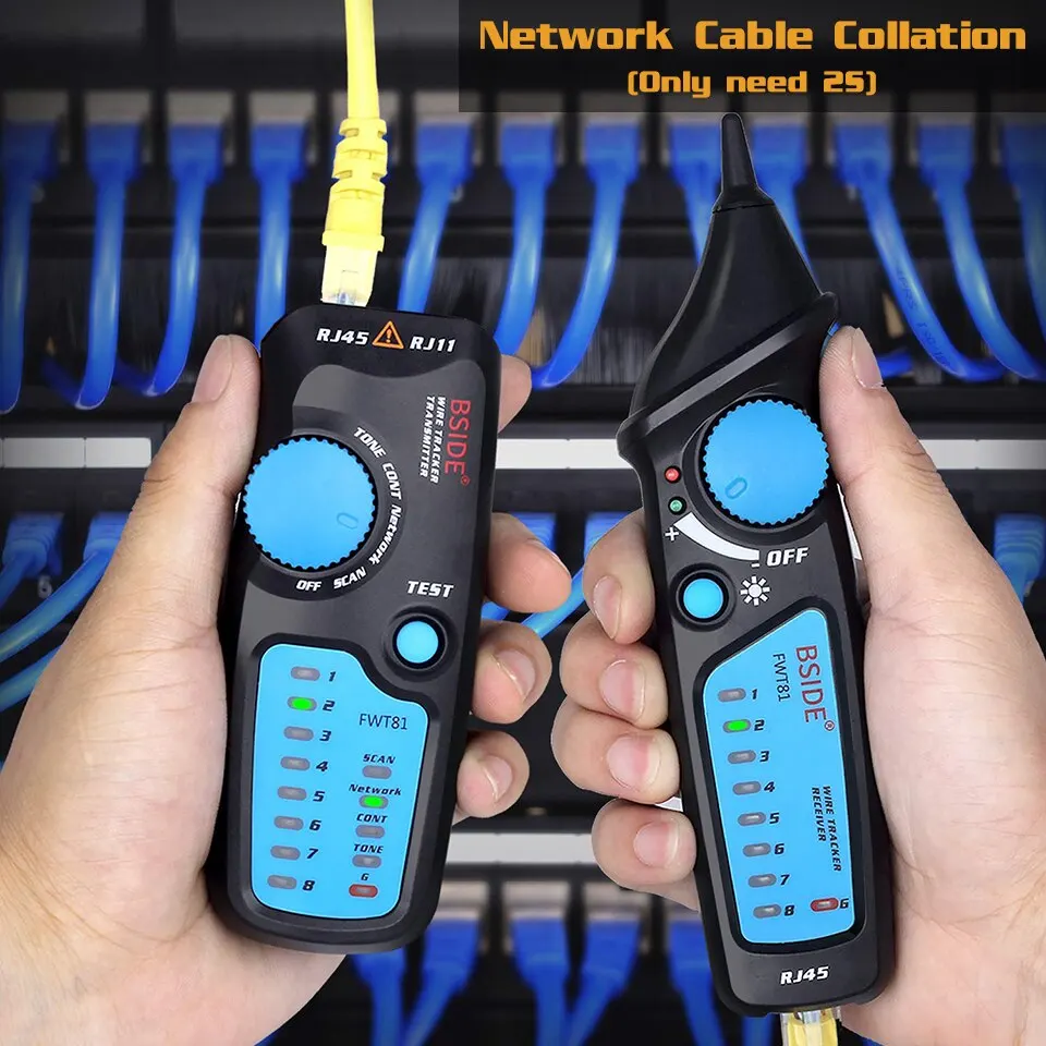 Sieć BSIDE lokalizator przewodów wykrywacz FWT81 RJ11/45 Lan Ethernet telefon Tester przewodu narzędzie telekomunikacji zelektryfikowana praca 48V