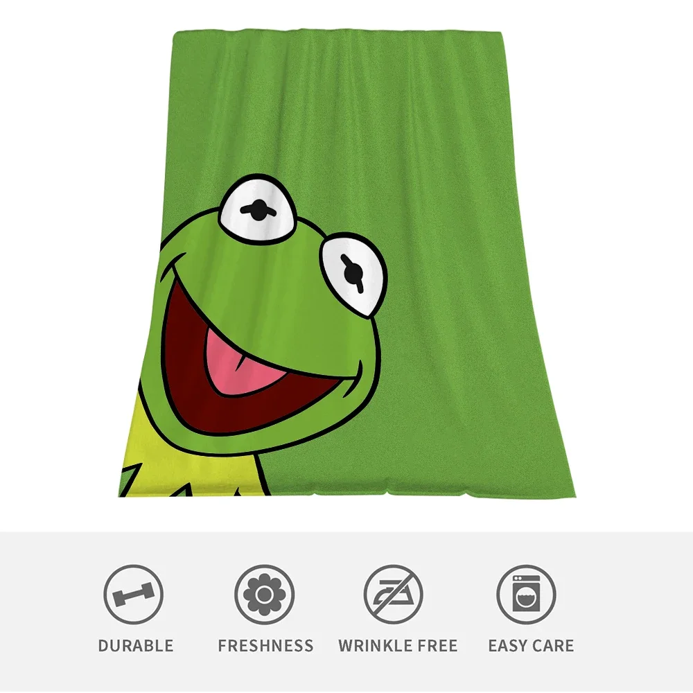 Blanket Kermit The Frog Printing Anti-pilling Flannel Blanket Funny Gift Picnic Travel Home Bed Sofa Bed Sofa Chair Blanket