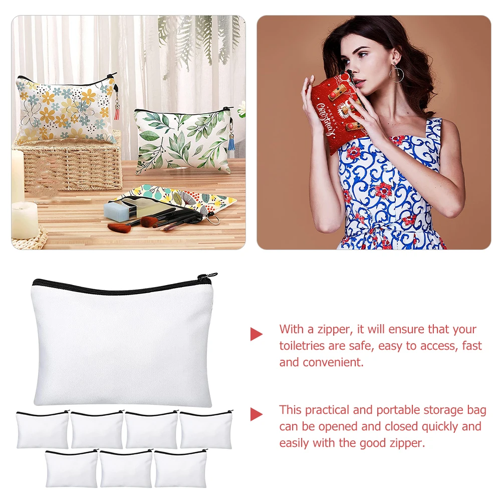

8 Sets Sublimation Pouch Blank Makeup Bag Travel Zipper Pouches Bags Heat Transfer Pencil Case