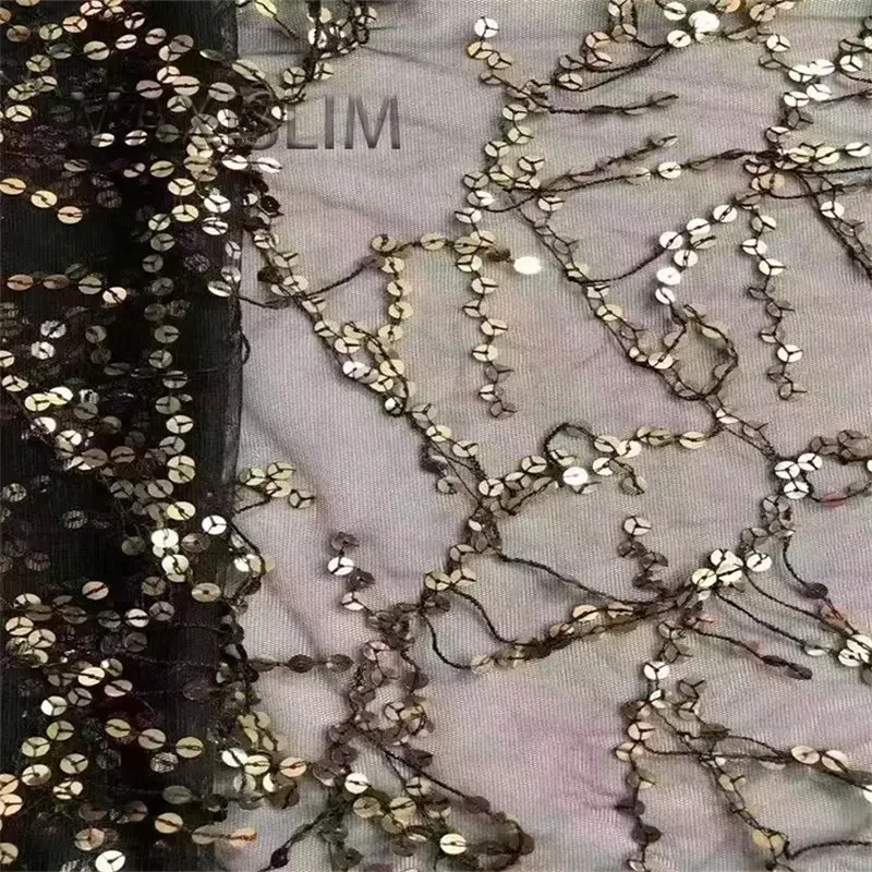 Shiny 7MM Tassel Mesh Embroidery Sequin Fabrics For Dress Latin Dance Costume DIY Fashion Design Sewing Fabric Wide：125CM