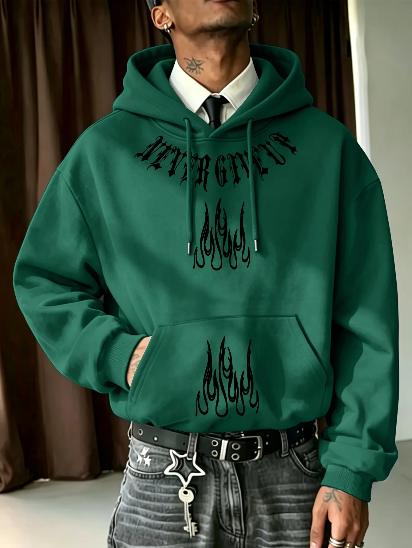 New Men's Retro-Style Trendy Autumn/Winter Hoodie – Casual Drawstring Sweatshirt with Creative Graphic Print (Unisex)