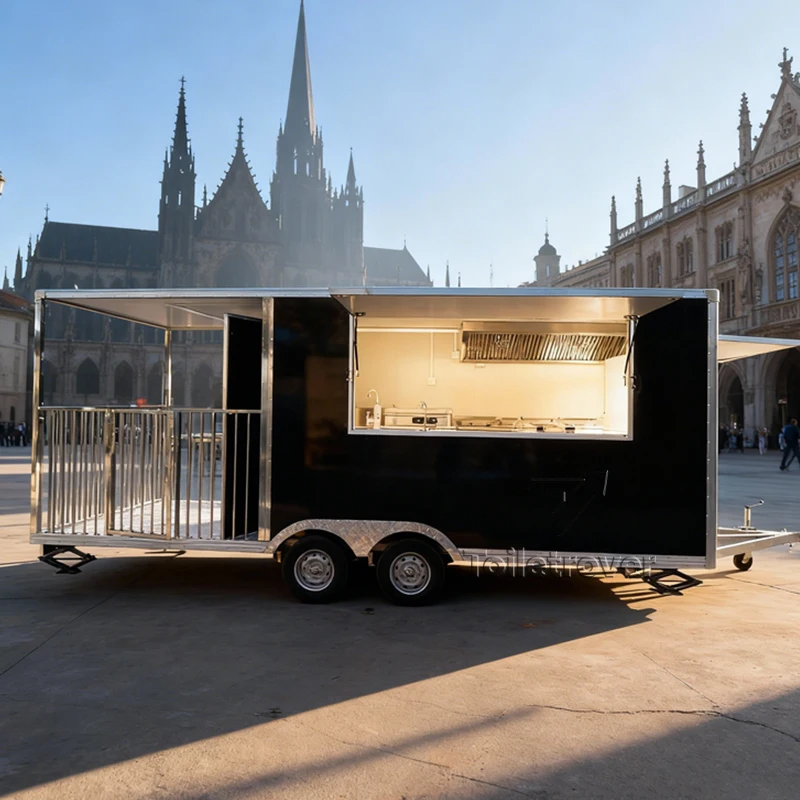 

High Quality Container Food Truck Mobile Food Van Trailer Ice Cream Food Truck Dessert Fast Food Trailer with Kitchen Equipment