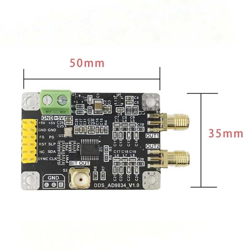 AD9834 DDS Signal Generator Module Dual-Channel Sine/Triangle/Square Wave 75MHz 5V SPI Programmable Frequency Source