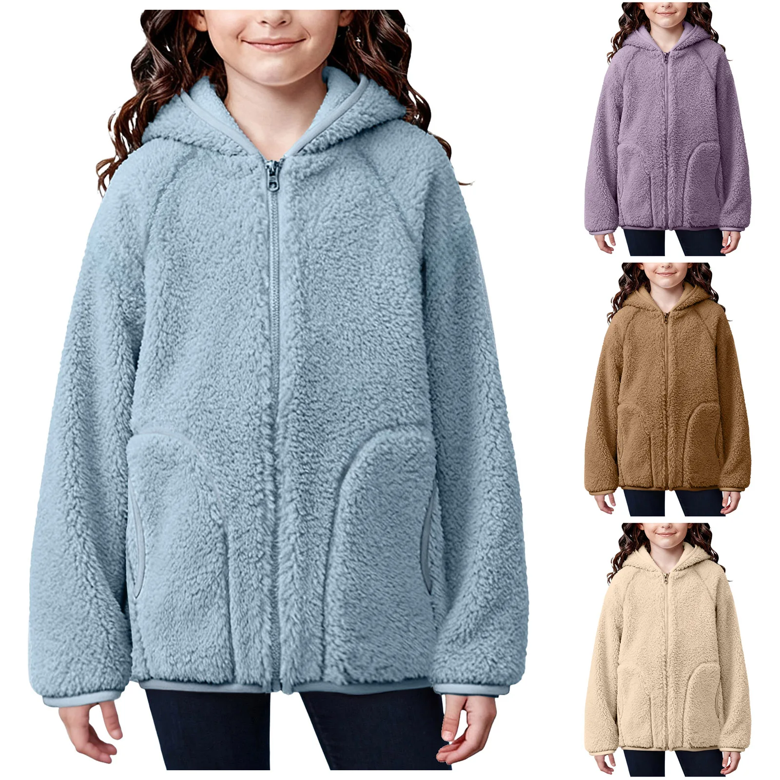 

Warm Coats for Girls Children Polar Fleece Warm Jacket Fashionable Velvet Thickened Boys And Girls Clothe 4t
