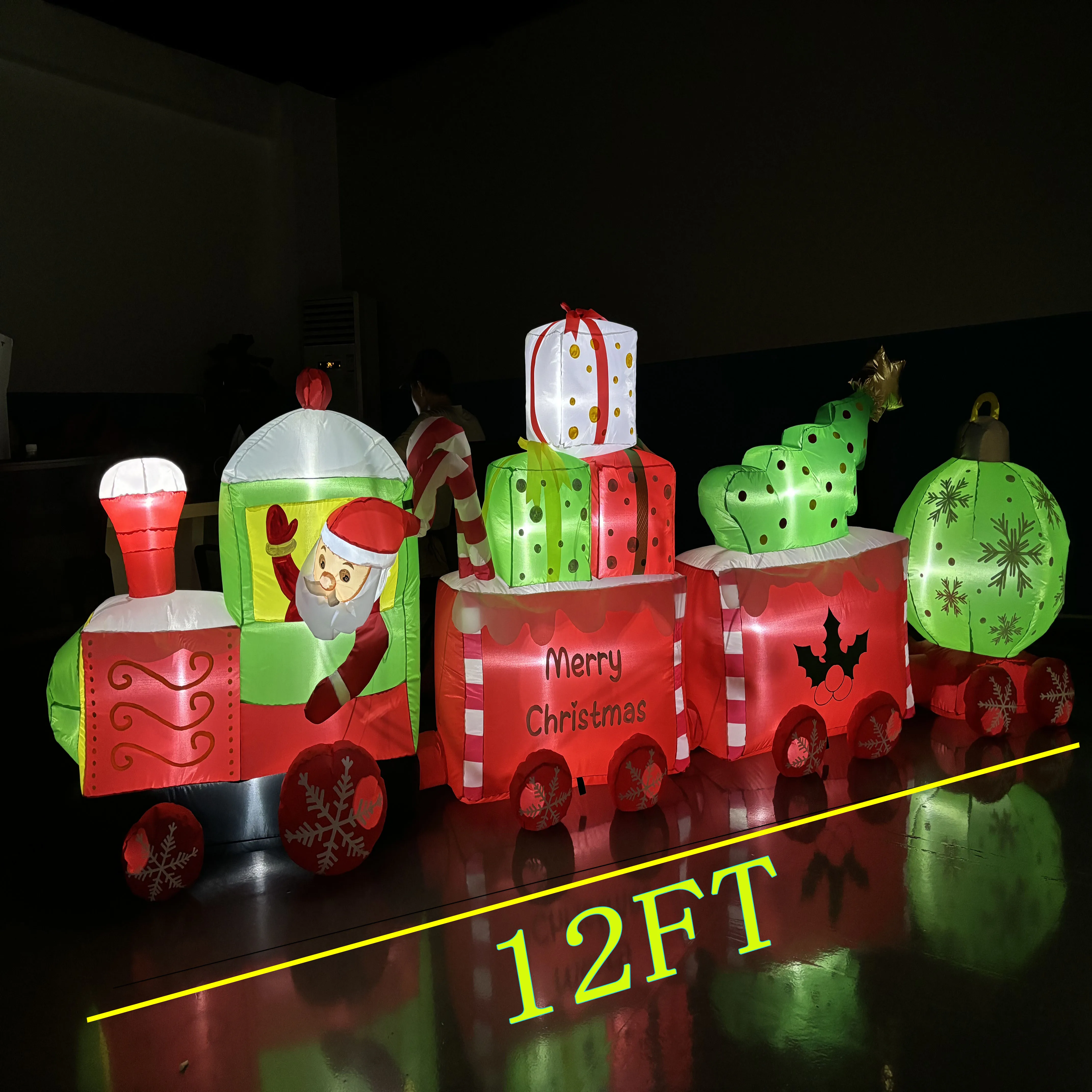 3.6m/12ft brinquedo inflável trem decorações de natal ano novo papai noel ornamento festa inflável decoração ao ar livre
