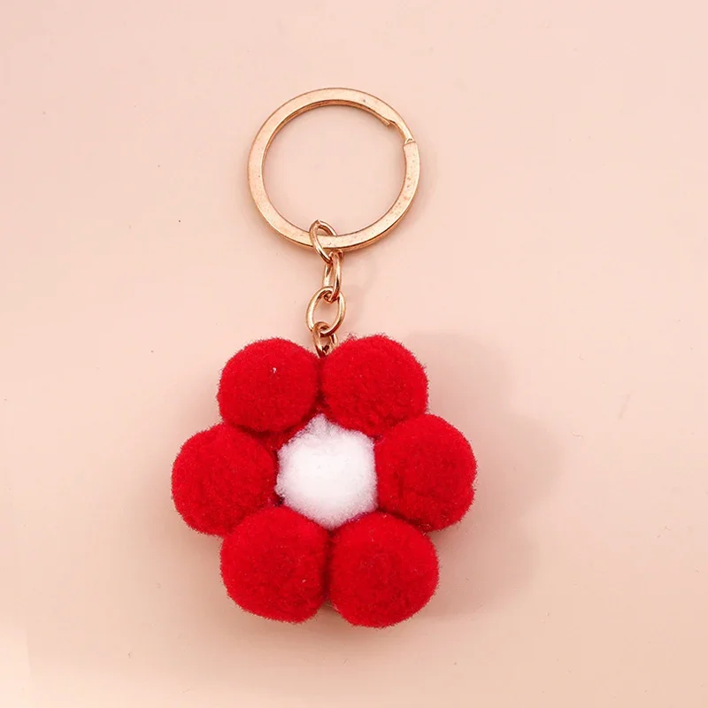 Fashion Red Flower Keychain for Women Men Car Key Handbag Pendants Keyrings Accessories DIY Jewelry Gifts