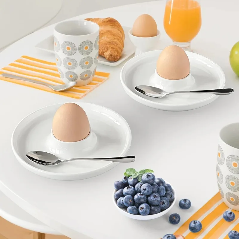 White Egg Serving Cups Food Grade BPA Free Plastic Egg Holders Eggs Display Stands Compact Size Boiled Egg Holders Set