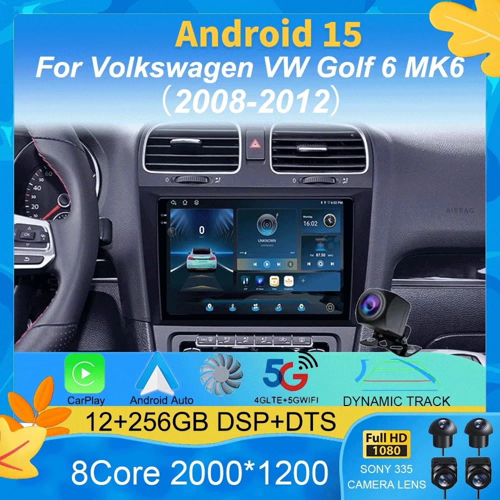 

Car Radio Android 15 For Volkswagen VW Golf 6 MK6 GTI R 2008 - 2012 Wireless Carplay Android Auto Car Stereo Multimedia Player