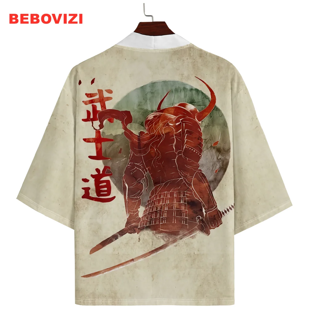 

Japanese Samurai Print Haori Summer Men Women Kimono Fashion Cardigan Robe Streetwear Tops Plus Size 4XL 5XL 6XL