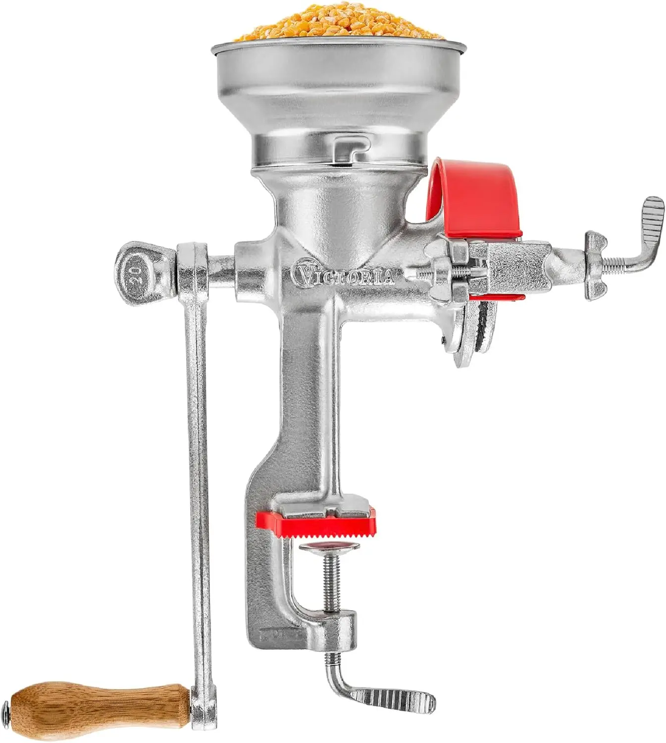 

Manual Cast Iron Grain Mill with Low Hopper, Premium Corn Grinder for Home Use