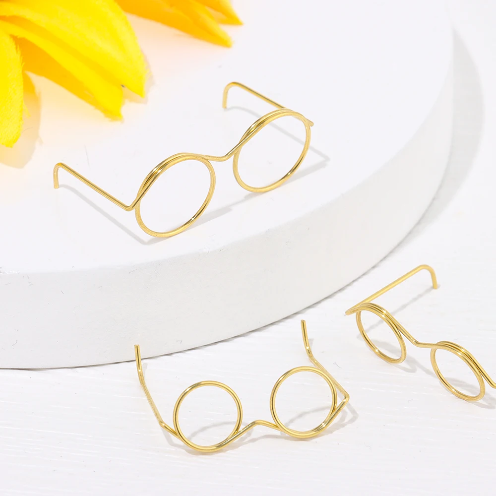 5PCS Retro Metal Round Doll Glasses Frame Lensless Miniature Eyewear Great Collection Cool Eyeglasses For Blythe Doll Accessorie