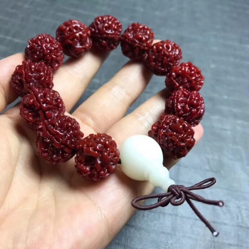 Nepal Bodhi , machine-polished, aged finish, five-petal low-stem Vajra bracelet, Buddhist beads for men and women