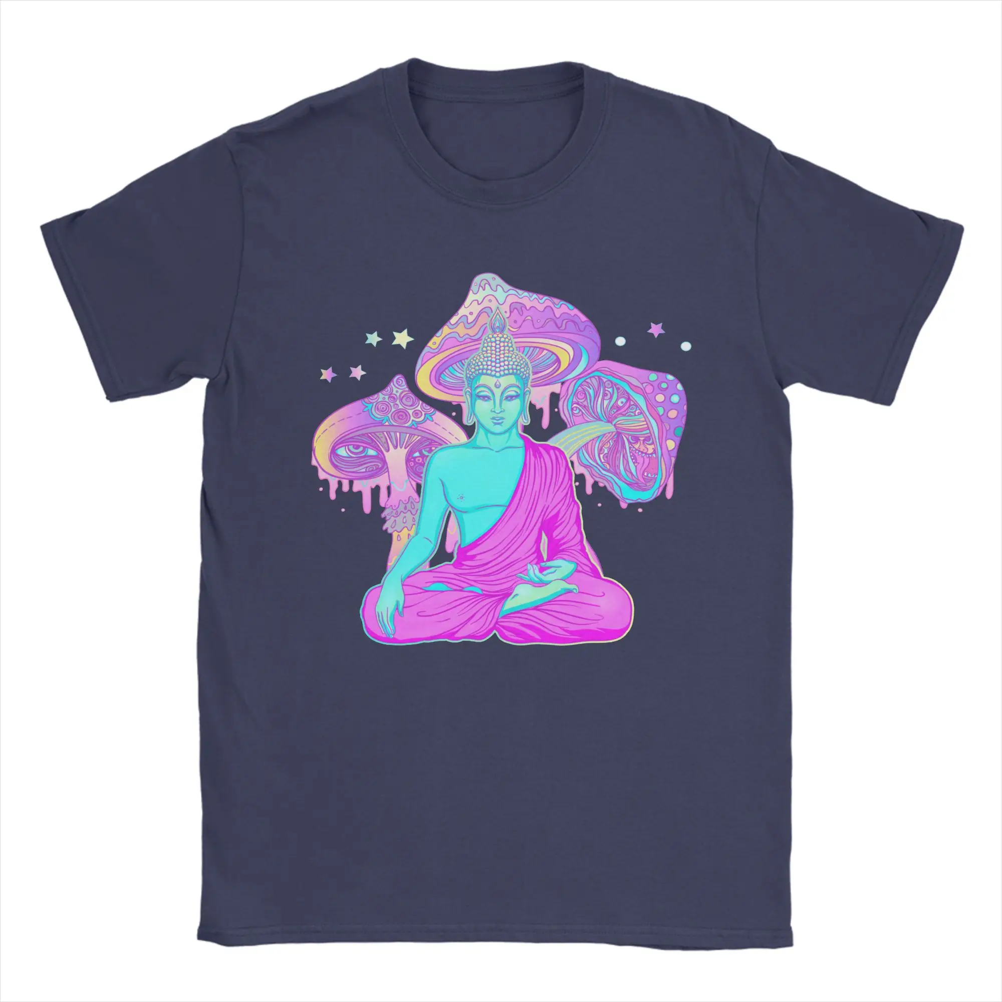 Men Women's Vaporwave Trippy Buddha T Shirts  100% Cotton Clothing Fun Short Sleeve Crewneck Tee Shirt 4XL 5XL T-Shirt