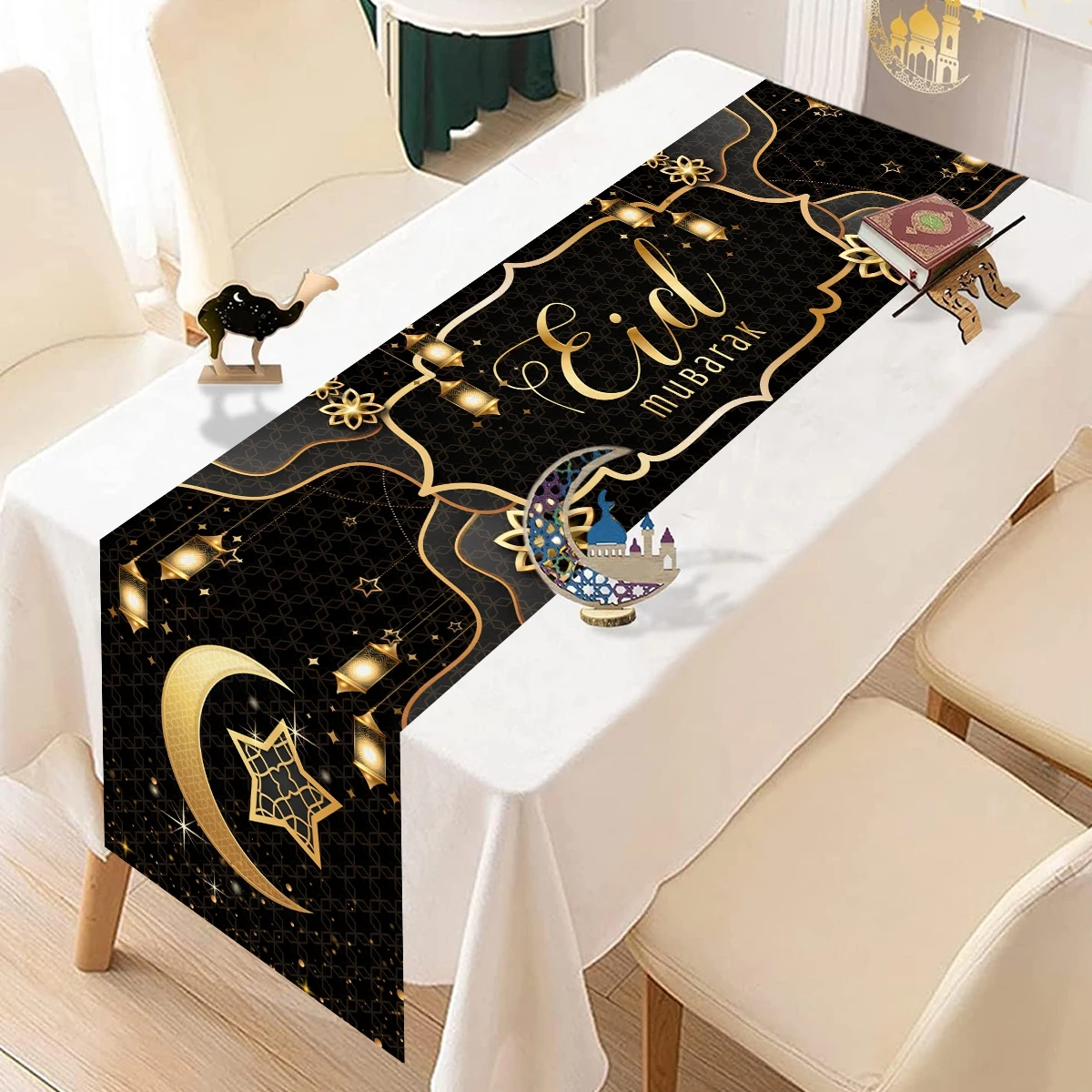 مفرش طاولة عيد مبارك ديكور رمضان لطاولة المطبخ المنزلية 2026 رمضان كريم لوازم الحفلات الإسلامية عيد الأضحى #3
