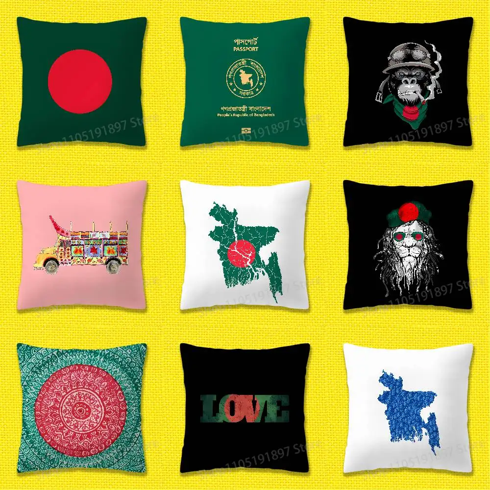 

Bangladesh Bengal Passport Map Flag Throw Pillow Case For 55cm 40cm 45*45cm 50cm 30cm Square Office Cushion Cover