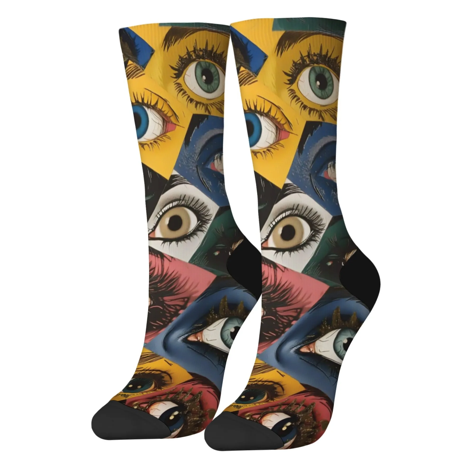 ถุงเท้าลายพิมพ์ศิลปะคอลลาจสไตล์ฮาราจูกุย้อนยุค สวมใส่สบาย ระบายอากาศได้ดี กันลื่น ถุงเท้าลำลองสำหรับผู้ชาย ถุงเท้าสไตล์ฮิปฮอปแนวสตรีท ของขวัญ