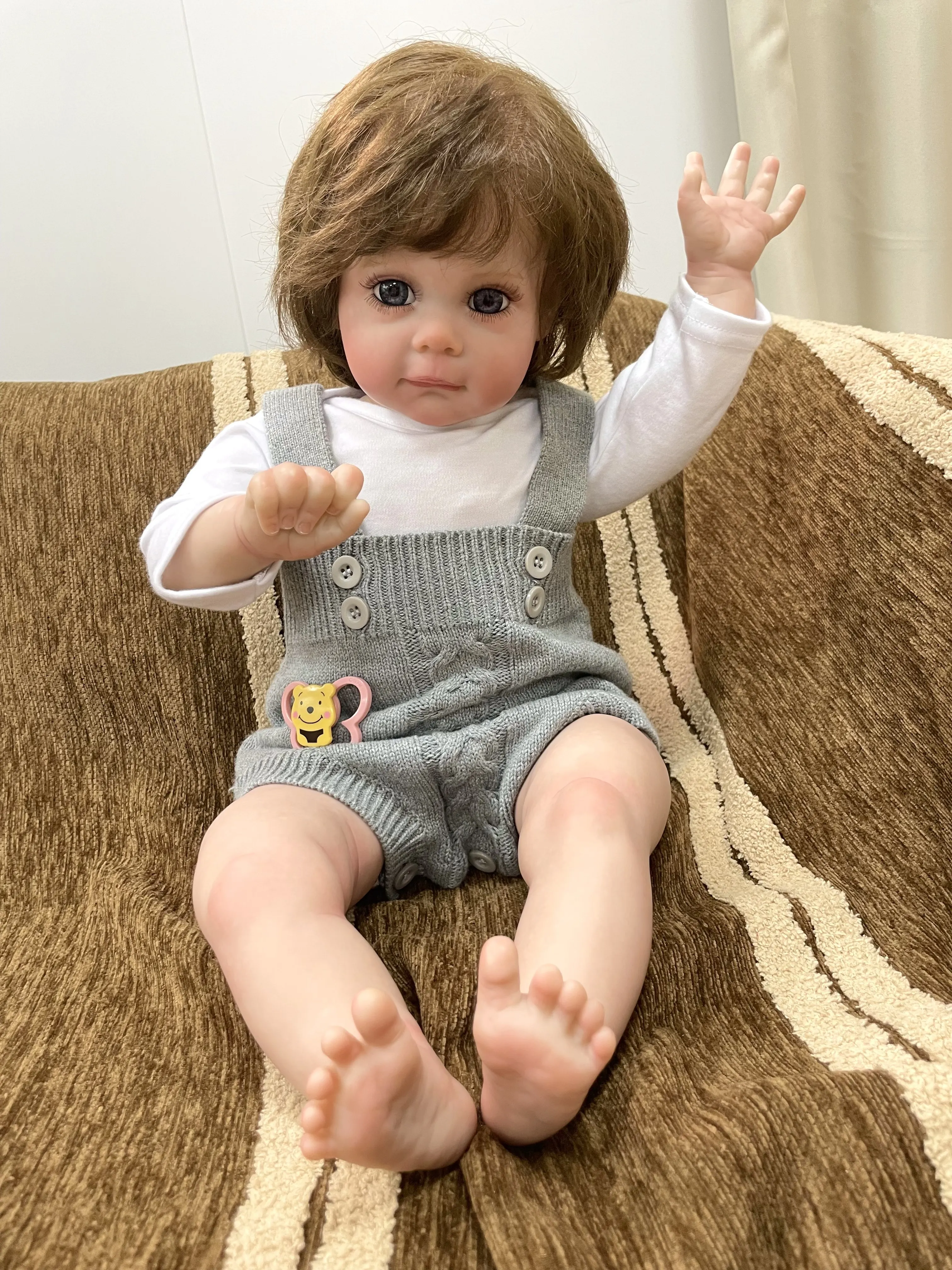 コケラ 24インチ（60cm）リアルなシリコン製リボーンドール 可愛いビニール製人形 本物そっくりの柔らかい感触の子供用おもちゃ人形 手作りファッションドール