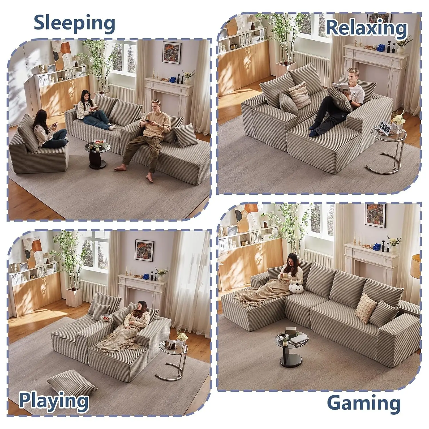 Cloud Sofa L-Shape Modular Sofa Left Facing Chaise Lounge Living Room Furniture 135.4