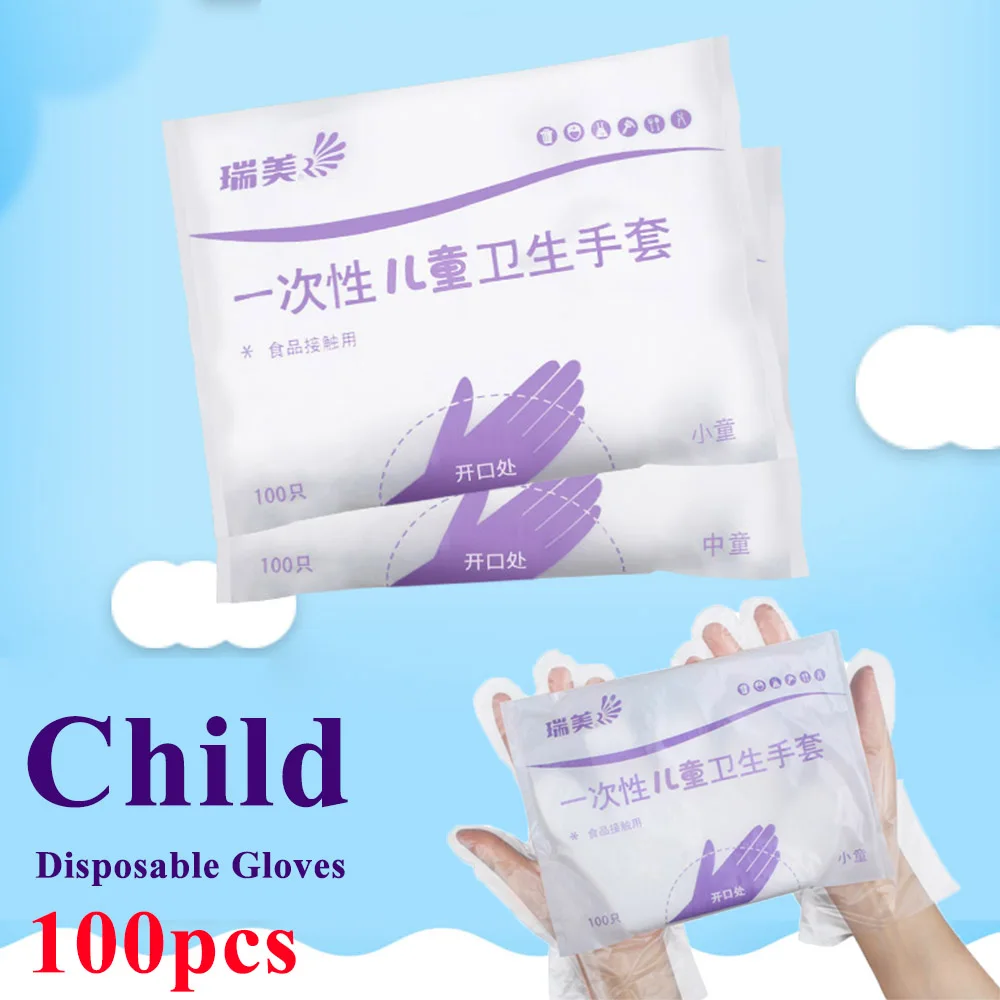 Guanti per bambini da 100 pezzi guanti monouso multiuso per bambini protezione durevole per le mani per l\'uso di attività per feste di cibo per