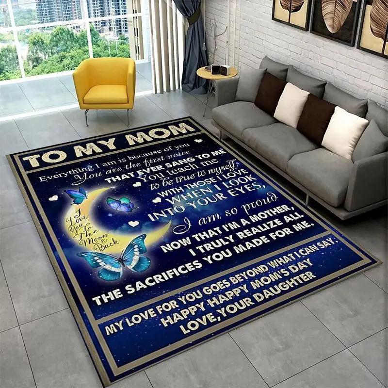 Gift Thanks To My Mom Mother Letter Present Large Area Rug Non-slip Carpet for Bedroom Living Room Sofa Home Decor Floor Mat - view 4