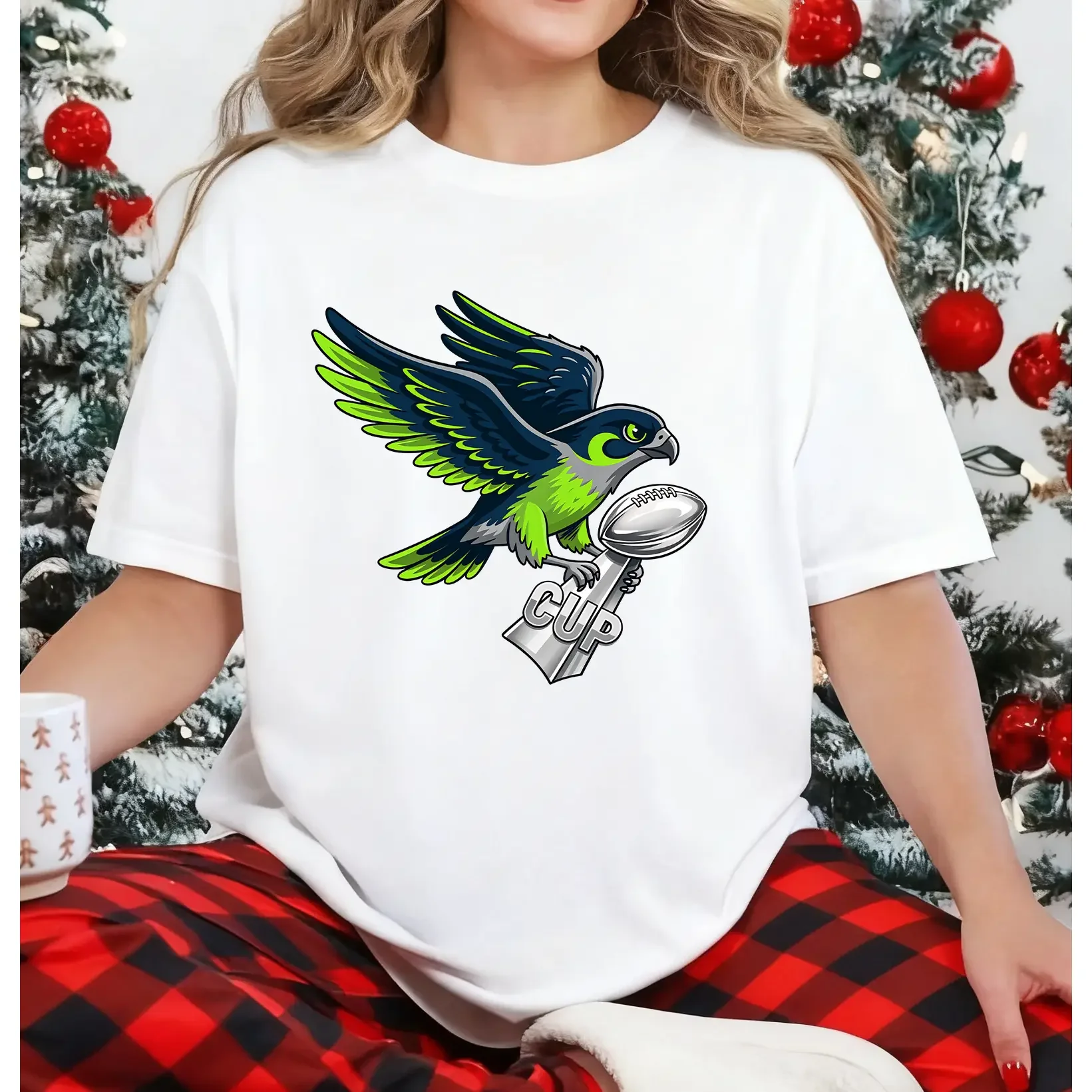 100% Cotton Unisex Football Seahawks Graphic T-Shirt, Game Day Cheering Tee for Fan, Sport Lover Gift