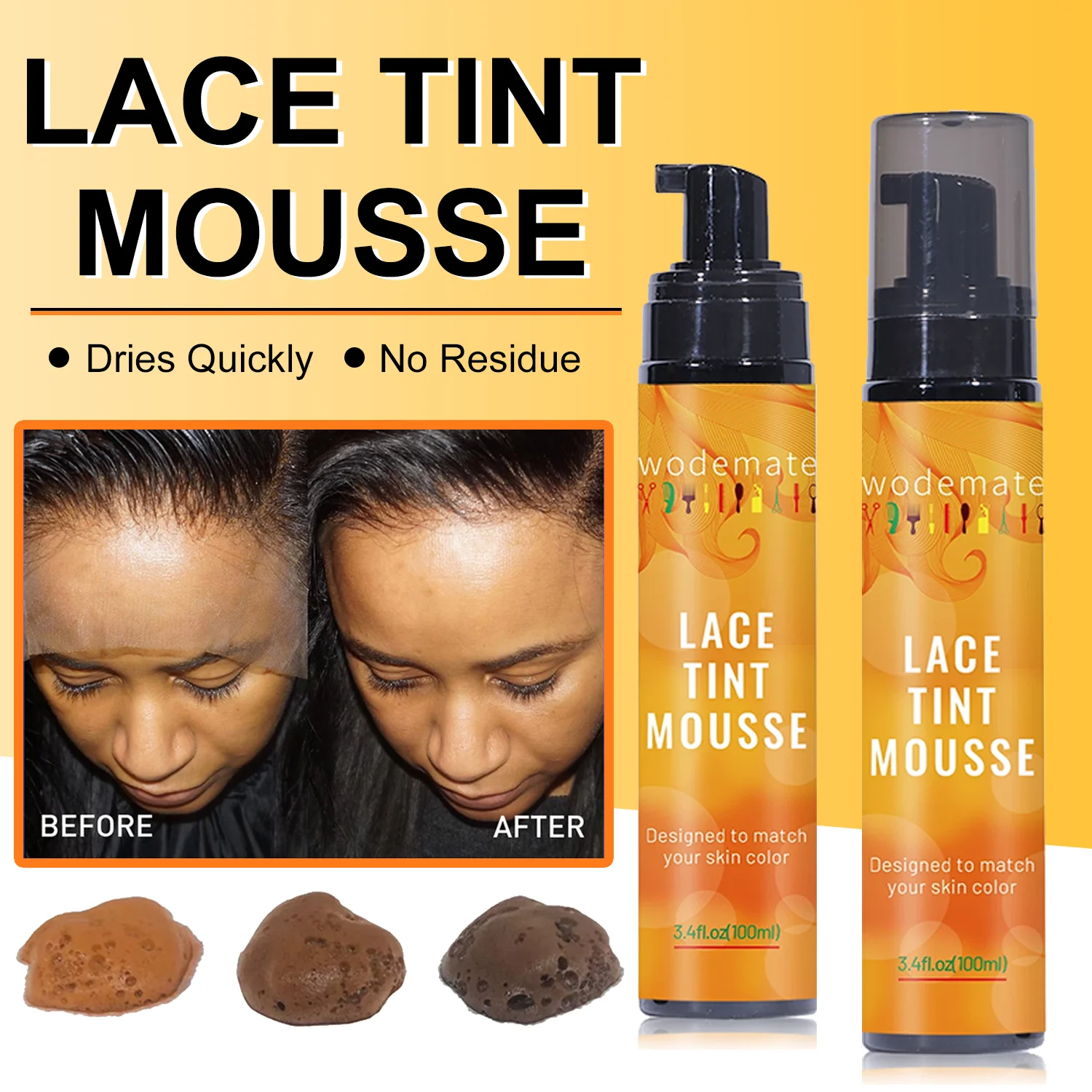 Lace Melting Spray Lace Bond Spray adesivo per Toupee frontale + Lace Tint Spray per parrucche portatile parrucca tinta Mousse per la tintura dei capelli