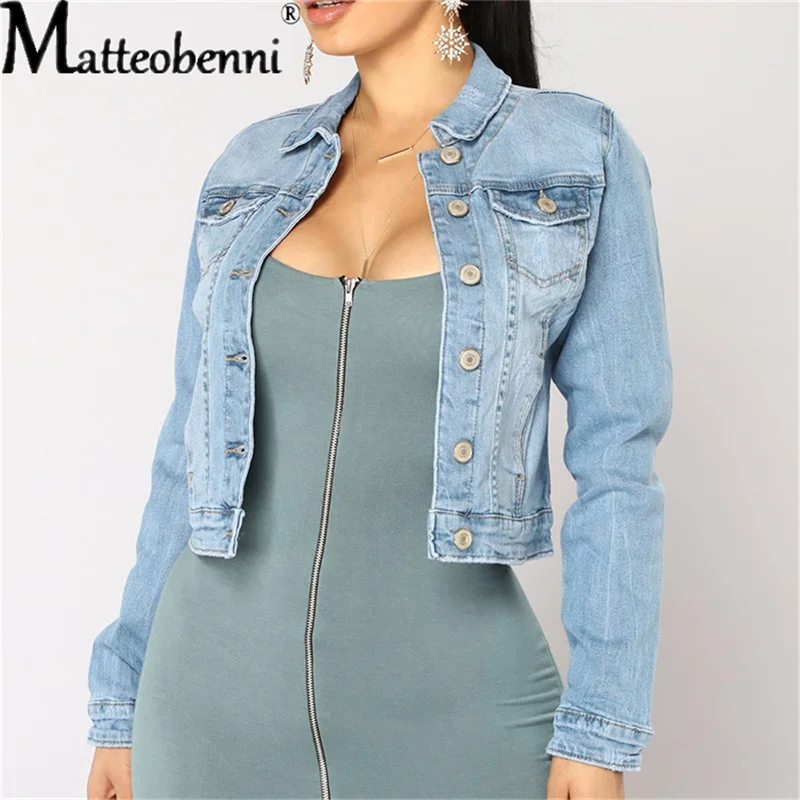 

Women Sexy Ripped Denim Crop Jackets Tops 2022 Ladies New Vintage Casual Short Jean Jacket Long Sleeve Female Coat Streetwear