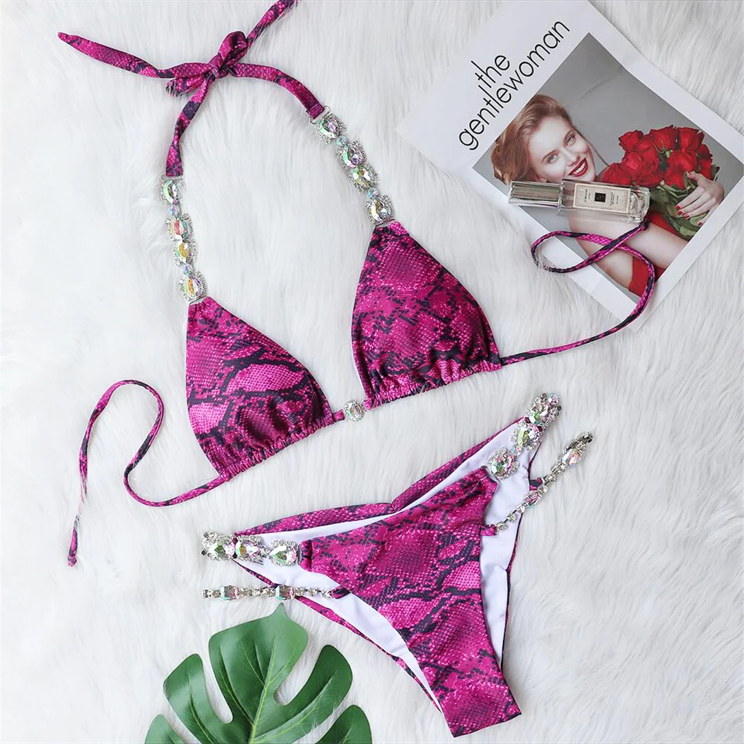 Sexy Bikini mit Diamant-Strass-Verzierung, der den Po betont, zweiteiliger Bikini-Set für Damen, Badeanzug, Badebekleidung, Modell V3854. – Detail 12