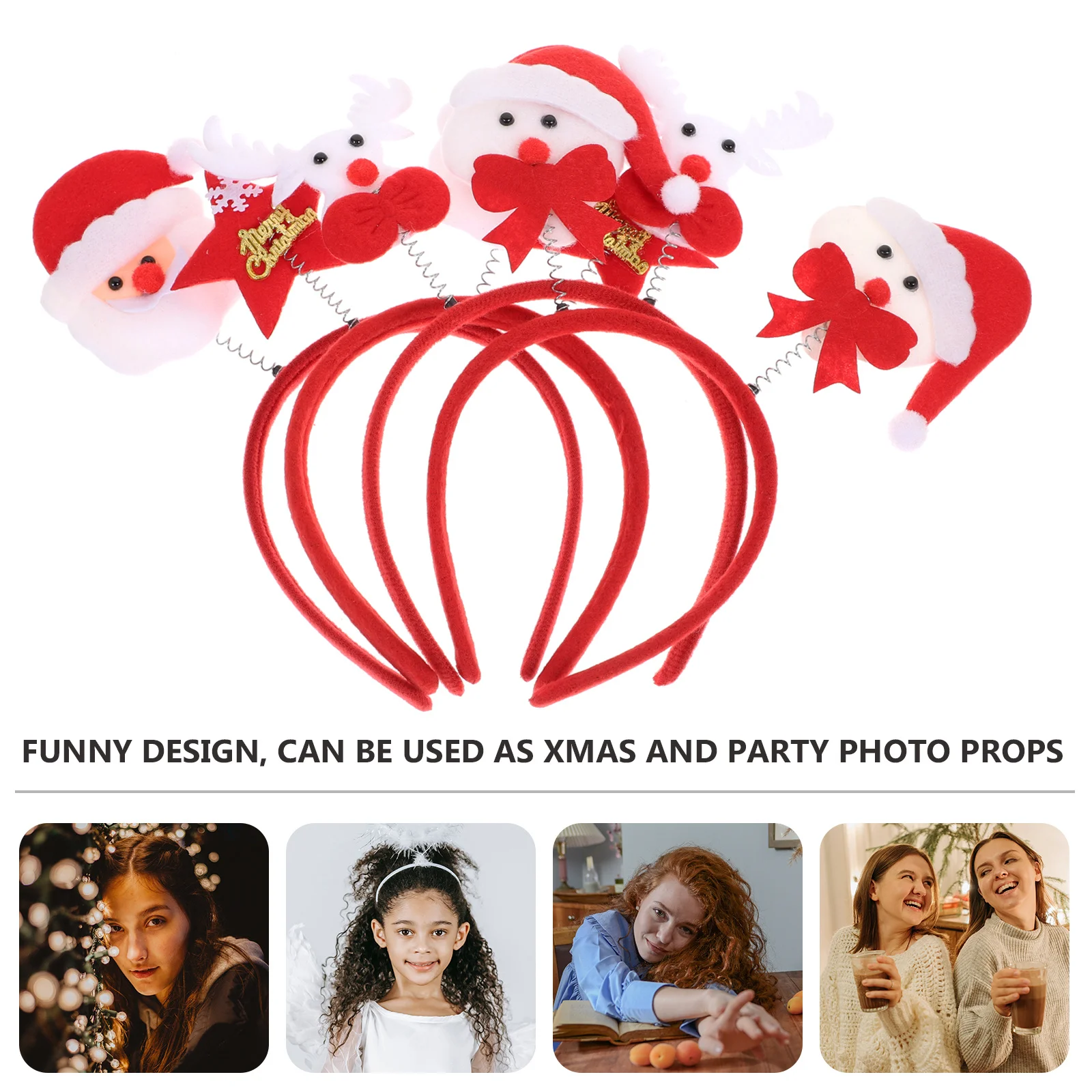 

4Pcs Deer Antler Hair Hoop Christmas Headdress for Kids and Adults Festive Party Accessory Photo Prop Xmas Tree Headwear