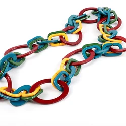 FishSheep Bohemian Geometric Acrylic Long Chain Necklace for Women Resin Big Multi Color Links Necklaces Collar Party Jewelry
