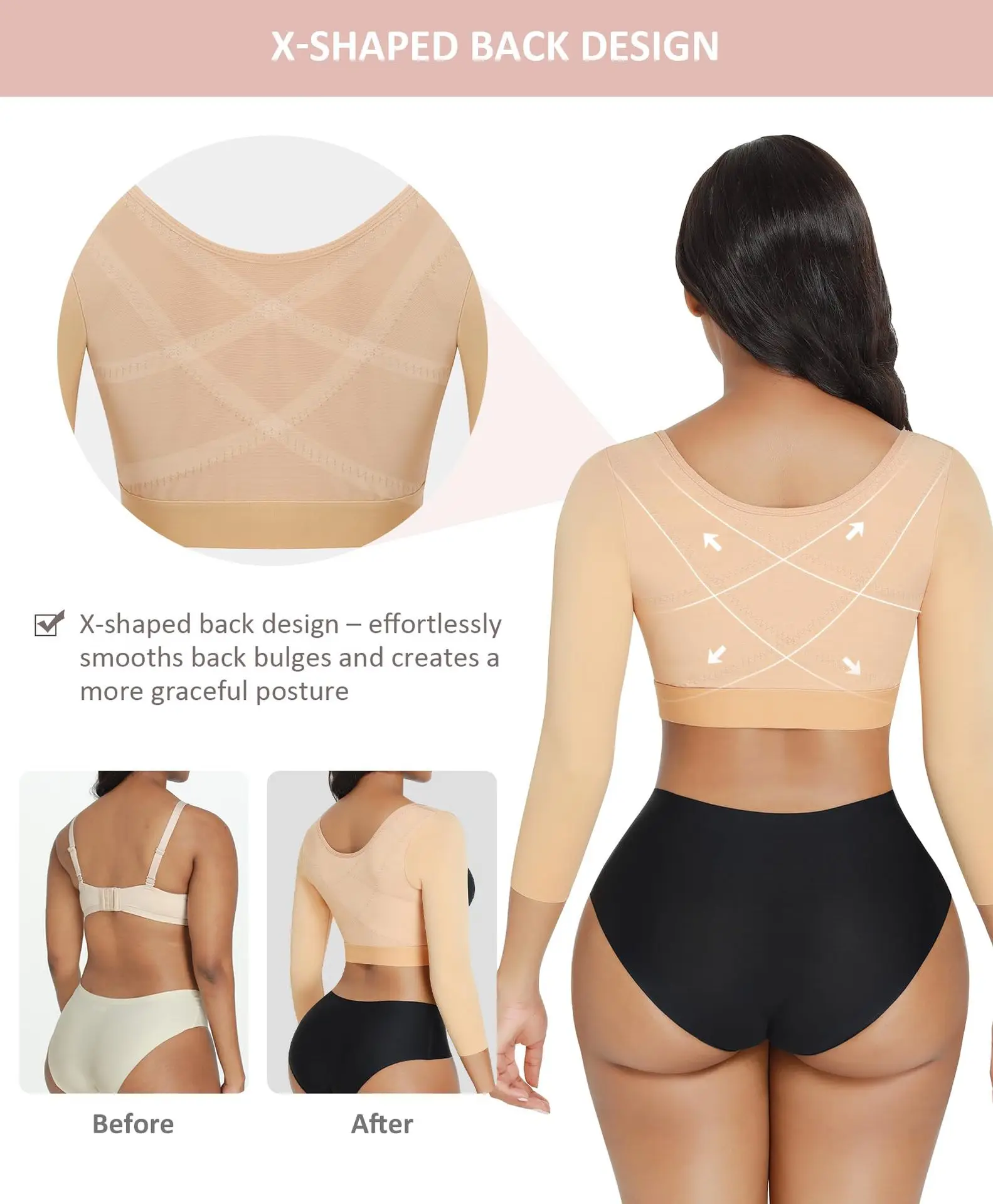 Long Sleeve Humpback Posture Corrector Shaper Bra Adjustable Breast Support Gym Exercise Jogging Shapewear