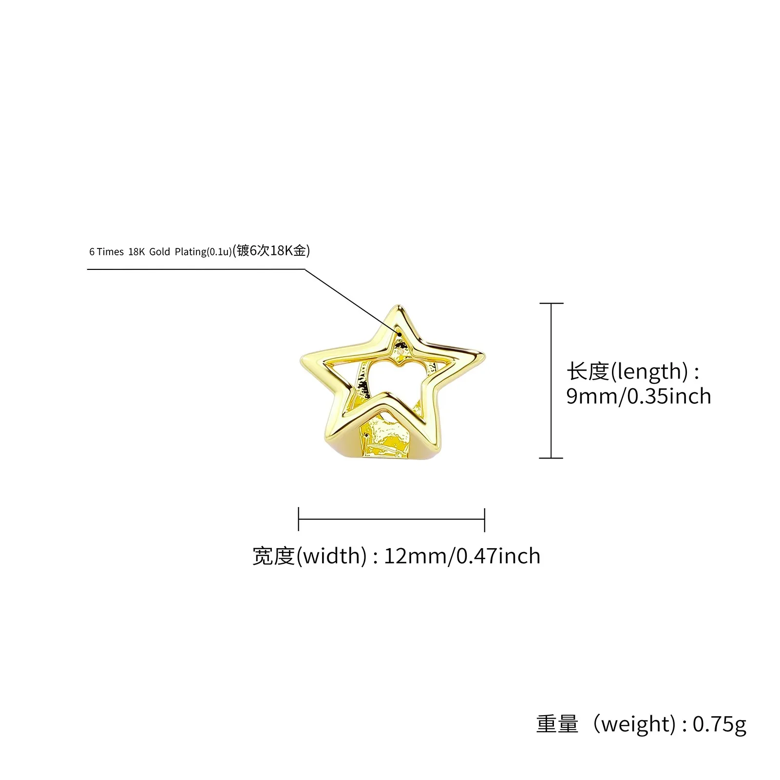 4Pcs Gold Plated Grillz Set Hip Hop Rapper Accessories Hollow Star Open Face Single Tooth Jewelry for Men & Women view 5